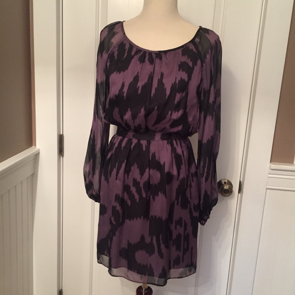 SHOSHANNA DRESS BLOUSON MINI PURPLE BLACK SILK Size 2